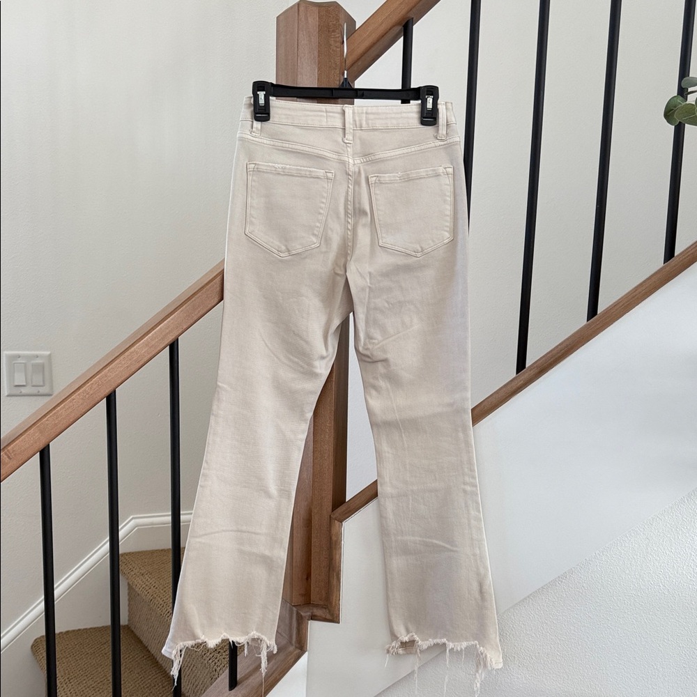 Flying Monkey High Rise Cropped Flare Stretch Jean. Tan. Size 26 - Picture 3 of 8